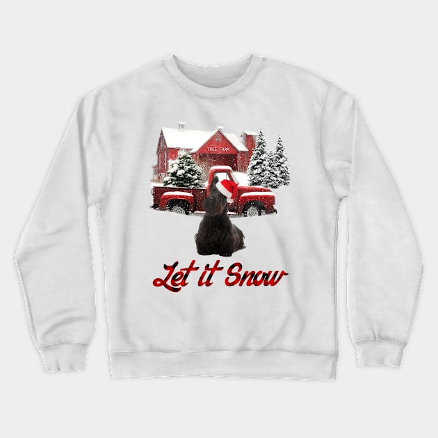 Scottish Terrier Let It Snow Tree Farm Red Truck Christmas Crewneck Sweatshirt by Brodrick Arlette Store